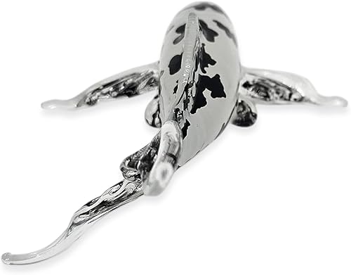 Miniatura 7 de WitnyStore Pequeña figura de pez de carpa Koi de 5 pulgadas, color negro transparente Miniatura soplada a mano de cristal pintado a mano animal