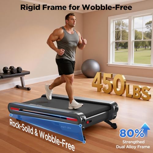 Image of Jogwell Walking Pad Treadmill with 12% /20% Auto Incline, 3.5HP Brushless Ultra-Quiet, Under Desk Treadmill for Home Office, 400 LBS Capacity, 30% Wider Deck, Vertical Storage
