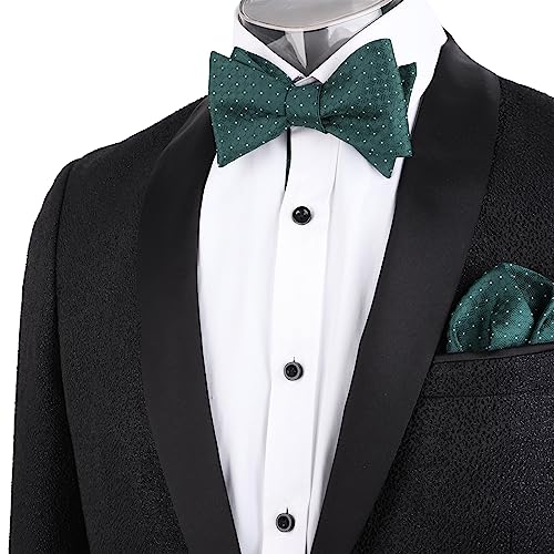 Image of Alizeal Mens 2pcs Solid Self-tied Bow Tie Set | Alizeal Mens 2pcs Self-tied Solid /Animal Bow Tie and Pocket Square Set Perfect for Wedding Business Formal Events