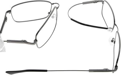 Miniatura 3 de Eyekepper Gafas de lectura para hombre, lectores de memoria con puente de titanio flexible y patillas (Gunmetal,+2.25)