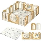 【Grand parc bebe pliable】 Le parc bebe de haute qualité offre à votre enfant un grand terrain de jeu pour nourrir son imagination et sa créativité. Disponible en trois tailles : 12 panneaux (153*160CM), 14 panneaux (160*191CM) et 16 panneaux (191*199CM). Ce parc enfant est suffisamment grand pour permettre à un bébé actif de s'amuser en toute sécurité. Vous pouvez également ajouter ou retirer des panneaux pour modifier la forme et la taille du parc bébé en fonction de vos différents besoins.