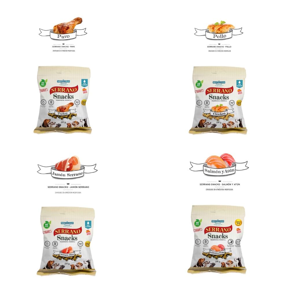 Mediterranean Natural Serrano Snacks para Perros 24X100 GR Mix (Mediterráneo)