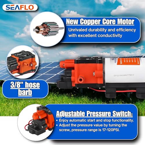 SEAFLO 22-Series Water Pump - 12V, 1.3 GPM, 100 PSI - On-Demand Water Pressure Diaphragm Pump for Marine, RV, Agriculture, and Off-Grid Applications by SEAFLO - Image 4
