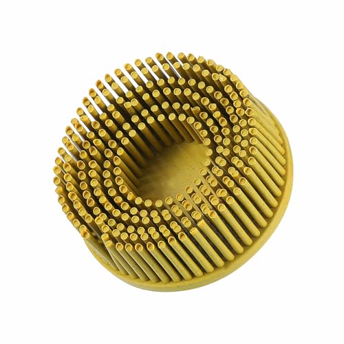 Image of HARFINGTON Bristle Disc 2 inch 80 Grit R-Type Abrasive Brush Coarse Bristle Disc Deburring Electric Disc Brush Attachment Abrasive Coating Removal Disc for Metal, Yellow