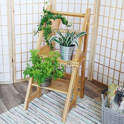Chaise pliante en bambou multifonctionnelle avec échelle bois - 3