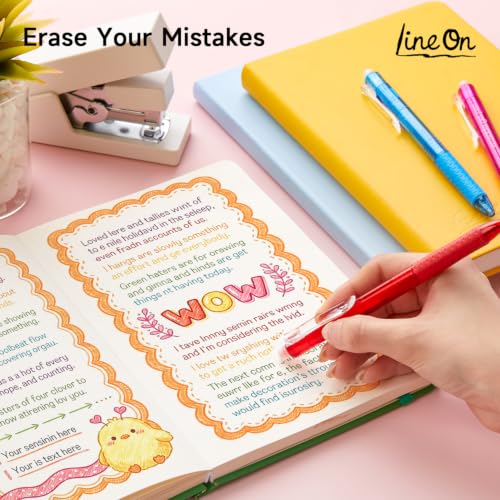 Image of Lineon Erasable Gel Pens, 15 Colors Retractable Fine Point Erasable Pens Clicker for Back to School, Assorted Color Inks, Make Mistakes Disappear for Drawing Writing Planner and Crossword Puzzles