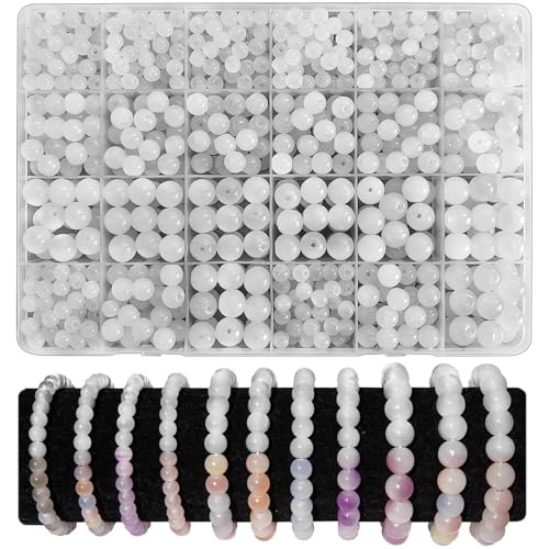 900 Pcs UV Color Changing Glass Beads Kit for Bracelet Making 6mm 8mm 10mm Sunlight Sensitive Beads DIY Jewelry Craft Supplies for Adult Women Necklace Anklet Crafting Kit Gift Idea (Light Color)