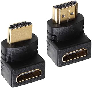 HDMI Male to Female Adapter, LSVTR Combo HDMI 90 and 270 Degree Right Angle Adapter Gold Plated High SpeedHDMI to HDMI Connector Adapter for Roku TV Stick Supported 4K 3D