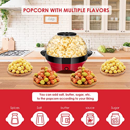 Foto von Popcornmaschine, Popcorn Maker, 800W Popcornmaschinen mit Zucker und Öl, Abnehmbares Heizfläche, Antihaftbeschichtung und Deckel, mit 2 Messbechern (100ml, 30ml), 5 L,Großer Deckel als Servierschale