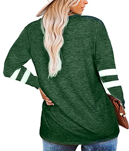 Gloria&Sarah Womens Plus Size Tops V Neck T Shirt Color Block Long Sleeve Casual Tunic Tops2