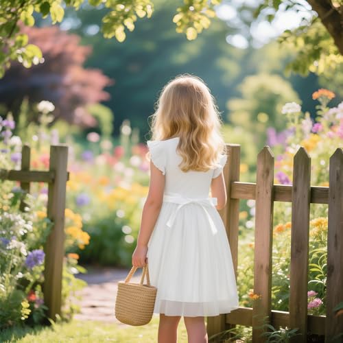 LQSZ Tutu Dress for Little Flower Girl Toddler, Girls Summer Dress Ruffle Sleeve for Princess Birthday Wedding Dance Party Size 2-12 Years4