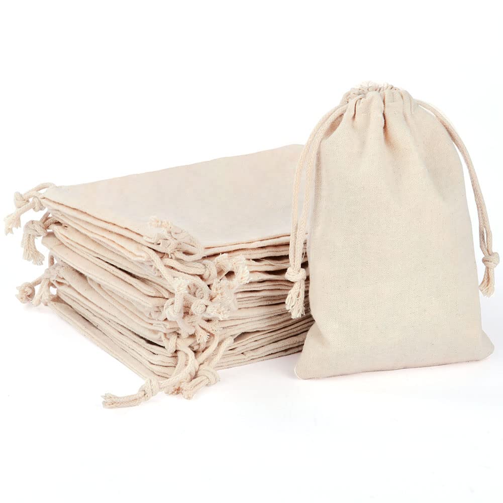Aucuu 25PCS Bolsas de Algodón, 10 x 15 cm, Sacos de Caramelos, Mini Bolsas de Dinero, Bolsas de Regalo para Fiestas de Cumpleaños, para Bodas, Navidad