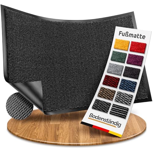 Bodenständig® Saubere Schuhe Dank saugstarkem Stoff (robust) perfekte Größe Anthrazit in 40x60cm - Fußmatte innen, Fussmatte innen - Schmutzfangmatte für innen Türmatte