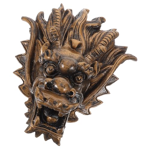 BAZEITFLOW Grifo de Fuente de para Jardín con Diseño de Cabeza de Dragón Salida de Agua Potente Fuente Mural Exterior para Patio y Villa Color Bronce Antiguo