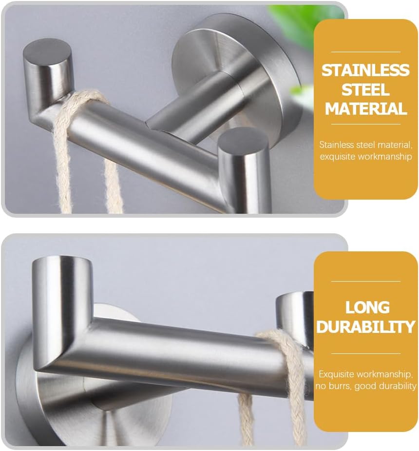 Garneck 4pcs Coat Hook Kitchen Towel Hook Towel Hooks for Bathroom Stainless Steel Wall Mounted Towel Rack Stainless Steel Double Robe Hook Heavy Duty Clothes Hanger