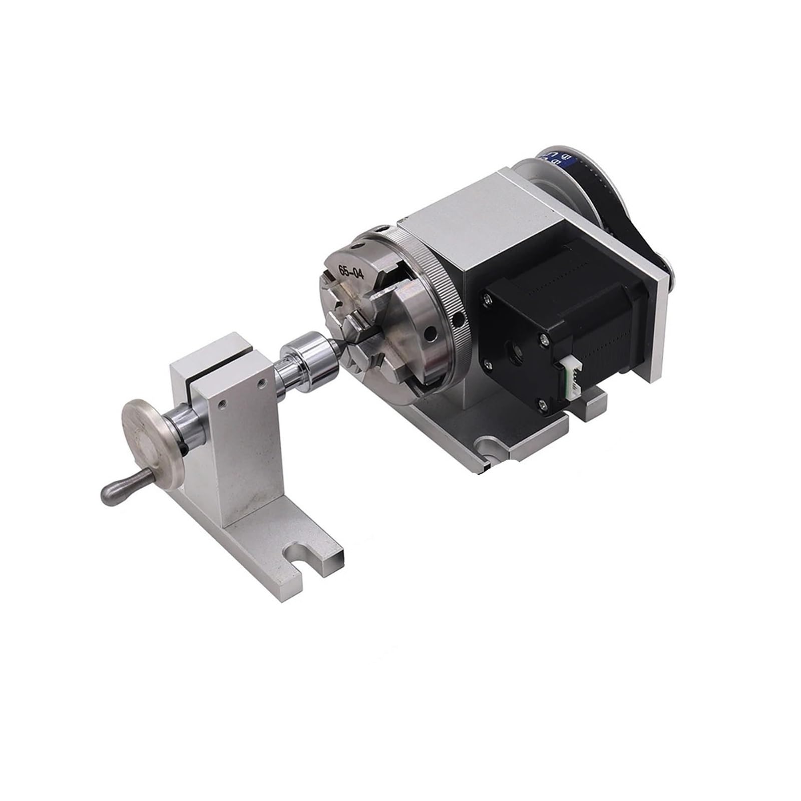 KACOME Machine Tailstock CNC 4th Rotary axis and Tailstock 3-jaw Chuck 65mm 50mm CNC 4th Rotary axis Table 2-Phase 42 Stepper Motor(50mm 3 Claws)