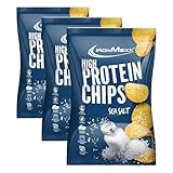 IronMaxx High Protein Potato Chips - Sea Salt 60g Beutel | Zuckerarm und glutenfrei | Hoher Proteingehalt und auf Kartoffelbasis (Paquete de 3)