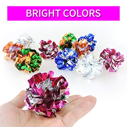 Andiker CAT BALL TOY Crinkle Balls, 2.36 Inches Colorful Balls Chew And Chase Cat Mylar Crinkle Balls Lightweight thumb #2
