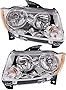 Evan Fischer Headlight Set of 2 Compatible with 2011-2013 Jeep Grand Cherokee Clear Lens Chrome Interior Composite Halogen Driver and Passenger Side