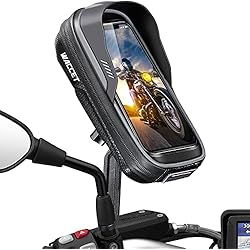 Porta Celular Para Scooter WACCET Soporte Movil Moto, Porta para Retrovisor Motocicleta 360° Rotación Scooter con Pantalla Táctil Telefono Impermeable para Teléfono 4.5-6.8´´ (Gris)