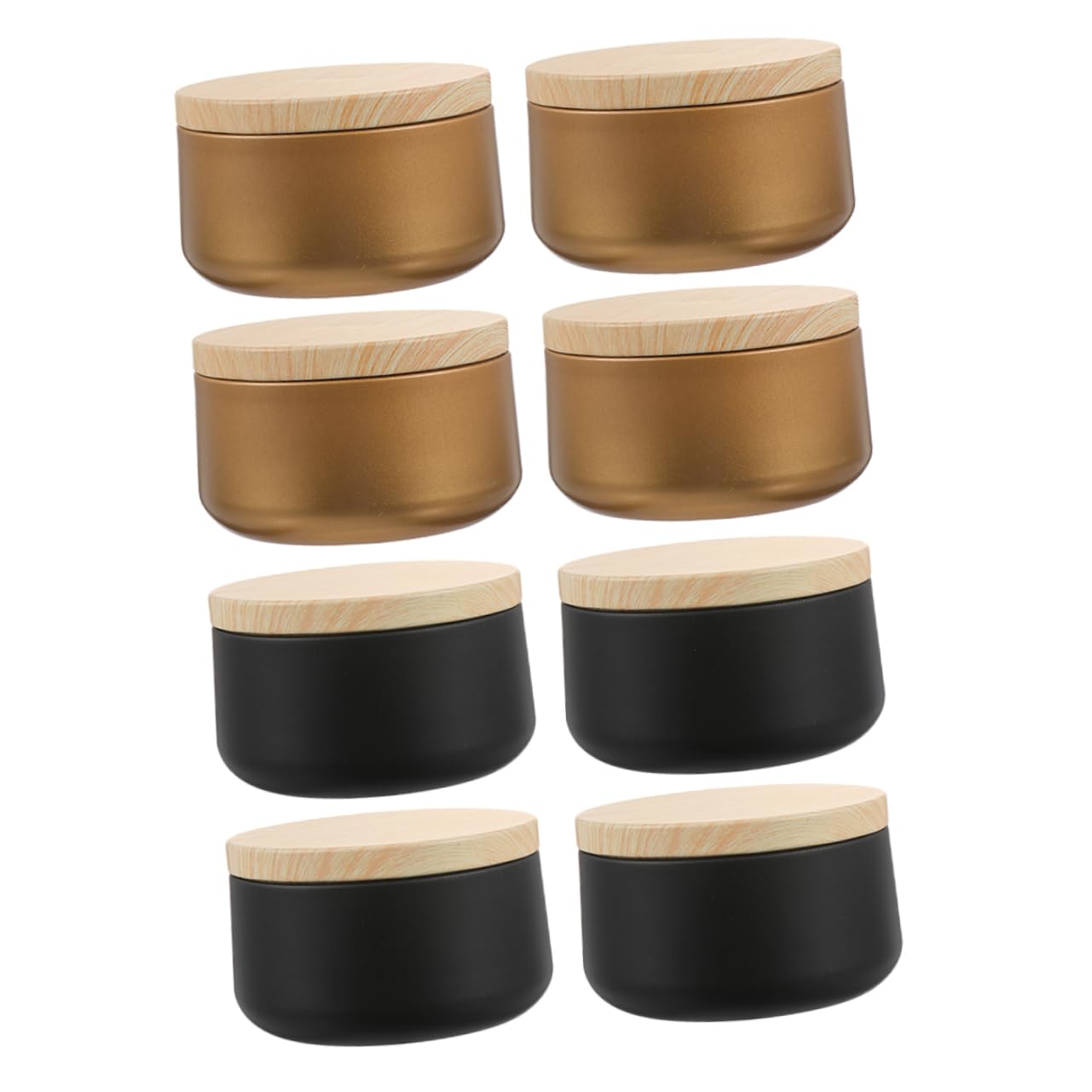 KONTONTY 8Pcs Tinplate Candle Making Boxes Elegant Travel Storage Containers for Candles Sealed Storage Cases with Wooden Lids for Home Decor Present Giving