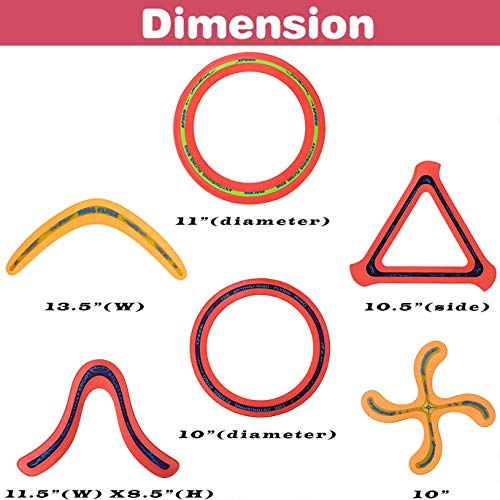 6 Pcs Flying Ring Combo Pack Sports Aero Pro Discs, Rings And Boomerangs - Lightweight Sports Outdoor Games Toys For Kids And Adults #TOP7