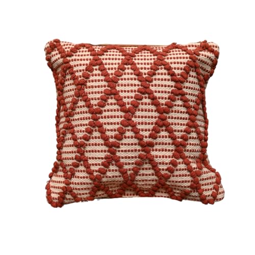 Image of TIB Premium Boho Decorative Throw Cushion Covers, 16 x 16 cm, Set of 2, Cotton. (Brown Cross)-230 TC