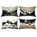 HOSTECCO Lot de 4 housses de coussin décoratives motif paysage grue montagne désert 30,5 x 50,8 cm