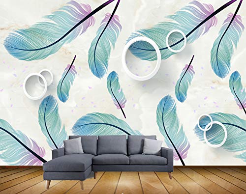 Beibehang Exclusive BRZ0102 Beautiful Birds Feathers Circular Rings HD 3D Wallpaper(152 cm x 121 cm)
