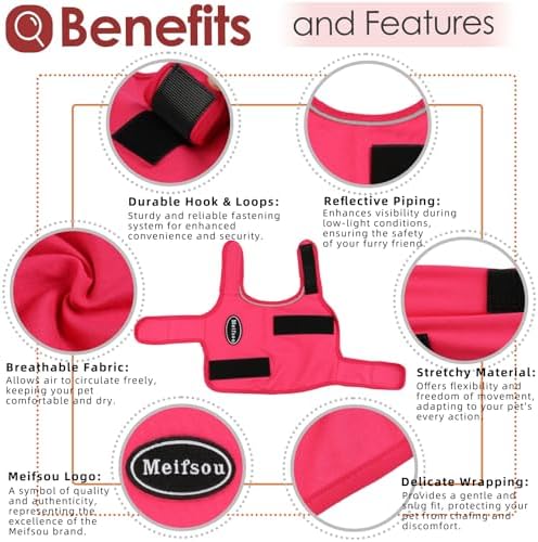 Meifsou Dog Anxiety Vest, Skin-Friendly Thunder Jacket for Dogs, Dog Calming Shirt for Thunder, Fireworks, Vet Visits and Separation - Keep Pet Calm Without Medicine, Fit for Small Medium Large Dogs