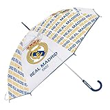 ARDITEX Paragüas Real Madrid Niño, Diametro 82 cm, Apertura Manual, Regalo Ideal, Paragüas Fútbol, Eva Transparente, 8 Paneles