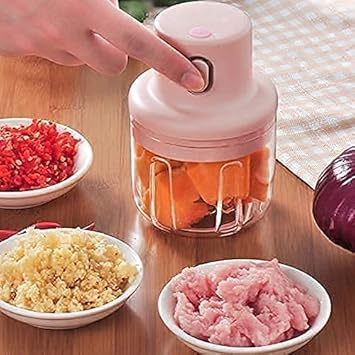 Electric Mini Chopper & Food Processor for Kitchen with USB Charging Cable (Pink, 45 Watts)