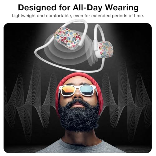 Image of Purity Air Open Ear Headphones - True Air Conduction Wireless Bluetooth Open Ear Earbuds with Dual Mic for iPhone /Android - Secured Long Wearing Comfort, Sports Sweat Resistant (Solstice Bloom)