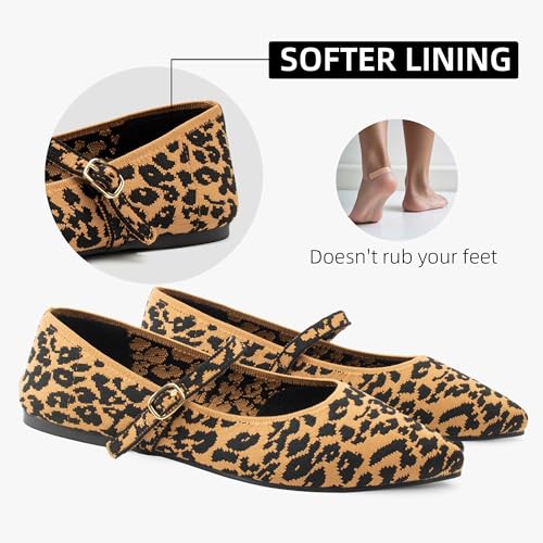 Image of Soesyi Pointed Toe Flats Knit Ballet Flat Shoes for Women Comfortable with Adjustable Strap,Washable Dressy Casual Flats for Work Office