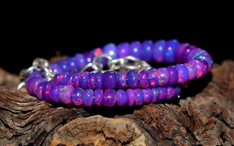 Bracelet opale violette anti-allergie en argent sterling 925 - 2