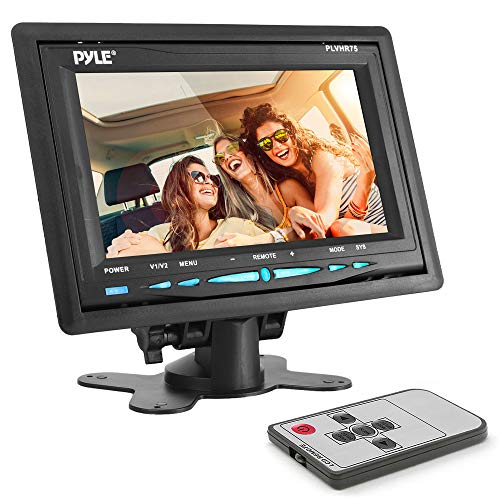 Pyle Headrest Monitor, 7-inch TFT LCD Widescreen w/ 2 Video Inputs, Wireless Remote, Cold Cathode Light, Headrest Shroud, Universal Stand Mount, Great for Road Trips, Keep Kids Entertained (PLVHR75)