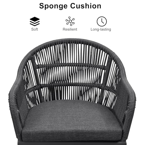Image of PURPLE LEAF 9 Pieces Patio Dining Set with Outdoor Aluminium Square Dining Table and Woven Rattan Chairs Modern Metal Furniture Cushions Sets for Garden Yard Indoor Decor Kitchen Grey