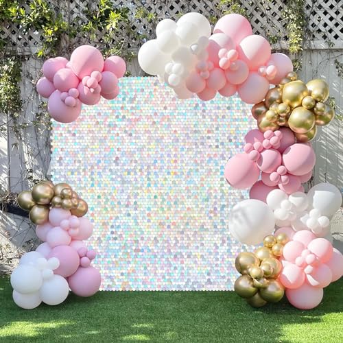 Image of Shimmer Wall Backdrop Rainbow Silver - 3ftx4ft Sequin Photo Backdrop Panels for Wedding Birthday Baby Shower Photo Booth Prom Party Decorations