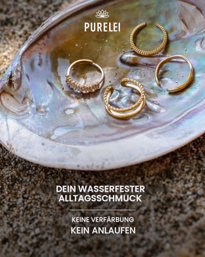 Purelei Nakuna Ring (Gold,Silber,Rose) Damen Ring Silber 18K vergoldet, Wasserfester Ring mit geschwungenem Design, größenverstellbar… – Ansicht 5