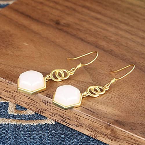 Pendientes S925 antialérgicos de jade nefrita para orejas sensibles 3