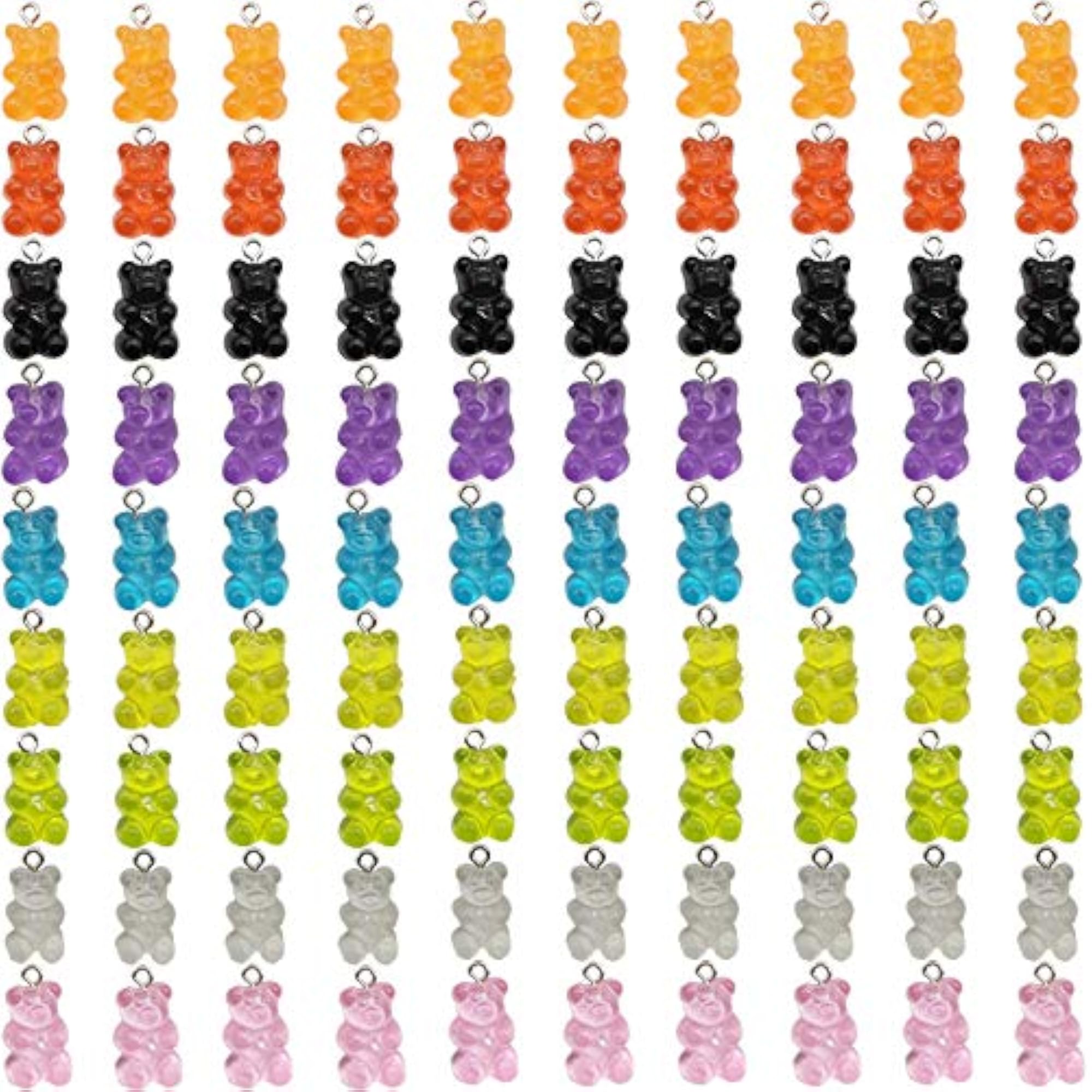 100pcs Colorful Resin Gummy Bear Pendant Charms for DIY Craft