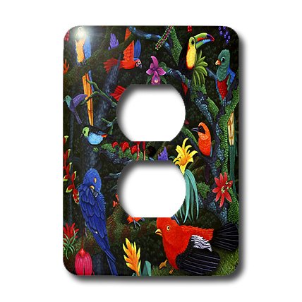 Rainforest Birds 2 prises cache double interrupteur mural