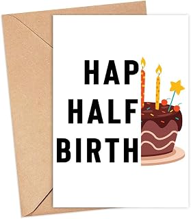 Half Birthday Card - With Half The Words - For Friend Who Insists On Throwing A Shindig - Get-Together To Celebrate Half Birthday - Funny Bestie Birthday Card - Happy Birthday Card