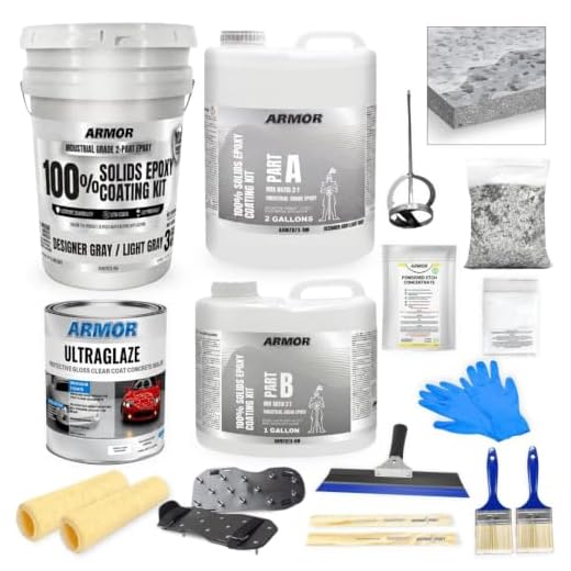 ArmorPoxy Garage Epoxy Floor Kit for Concrete - 14-Pc 2 Part, Industrial Grade Epoxy Floor Coating - 600 Sq Ft, Gray - For Garage, Basements, Workshops, Contractors, Automotive, Storage, Retail Shops