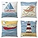 ZYFSKR Housses De Coussin en Lin Coussins Imprimés Housse Coussin Housse De Coussin Phare De Voile pour Canapé Maison Salon Chambre Décoration D'Intérieur 4 Pièces 45X45Cm