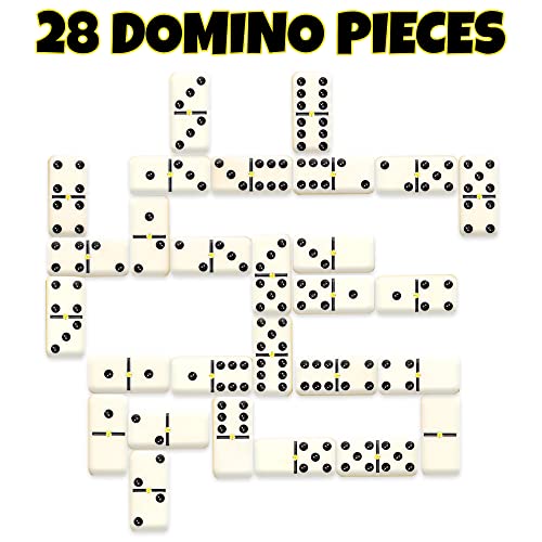 Gamie Double Six Dominoes Set In Faux Leather Case, 28 Dominos Tiles For Kids, Fun Educational Toy Classroom Kit, Classic Set Of Dominoes For Game Night Or Travel In Gift Box #TOP1