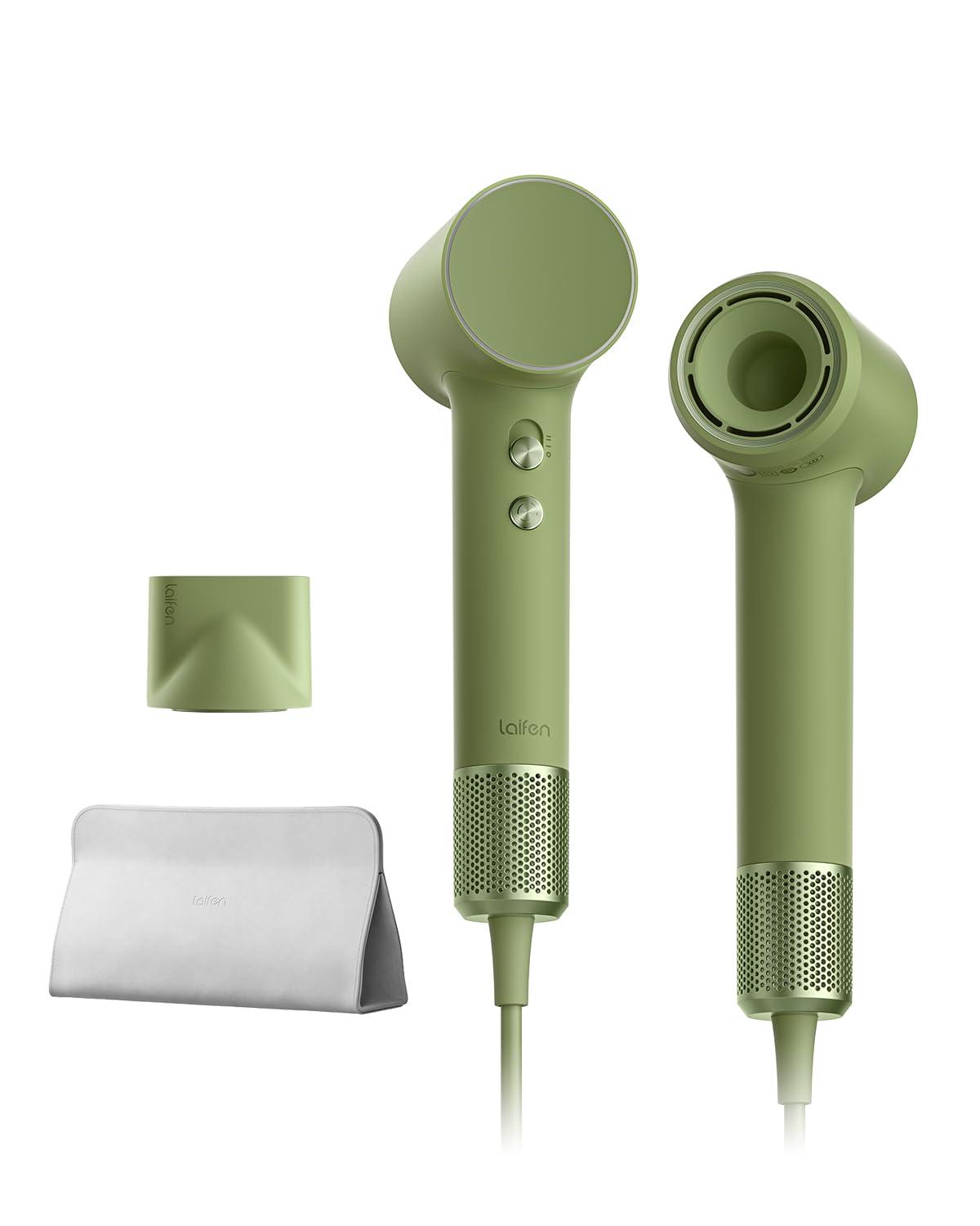 Laifen Mini Secador de Pelo de Viaje con Bolsa, 110 000 rpm, 299g, Verde | 110.000 rpm, Secador de Viaje Iónico, 200 Millones de Iones Negativos, 61 dB, Incluye Funda Protectora