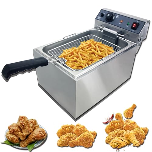 HAKKA Commercial Deep Fryer Electric, 17L Large Capacity, Independent Controls - Stainless Steel Restaurant Fryer for French Fries, Chicken, Fish, and More