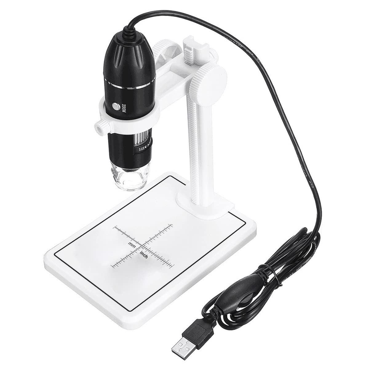 Microscope 1600X Electronic Microscope Digital Microscope 3 in 1 USB for LED Magnifier(White Holder)