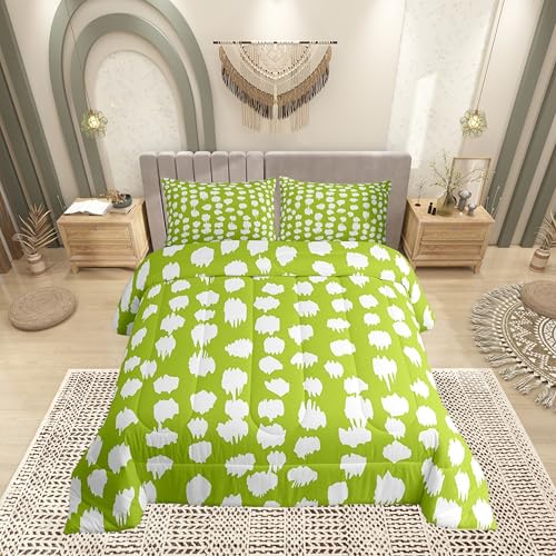 Erosebridal Lime Green Comforter Set Abstract Polka Dots Bedding Set